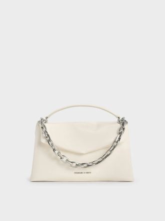 Andromeda Chunky-Chain Top Handle Bag - Cream