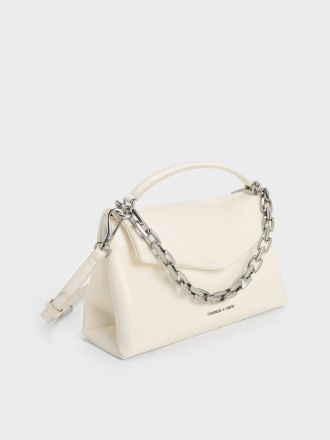 Andromeda Chunky-Chain Top Handle Bag - Cream