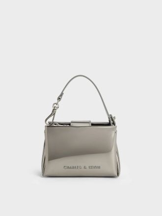 Bosie Metallic Top Handle Pouch - Pewter