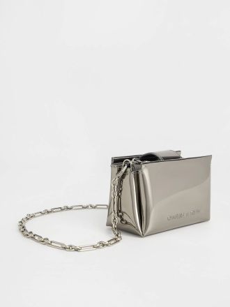 Bosie Metallic Top Handle Pouch - Pewter