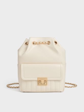 Donna Crinkle-Effect Backpack - Cream