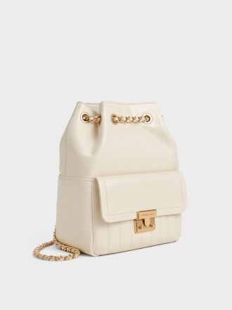 Donna Crinkle-Effect Backpack - Cream