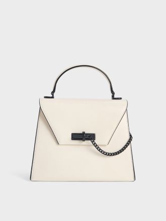 Samantha Envelope Top Handle Bag - Cream