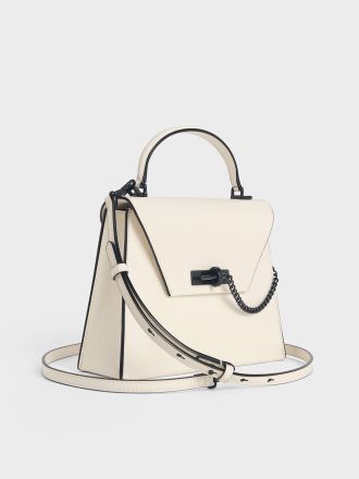 Samantha Envelope Top Handle Bag - Cream