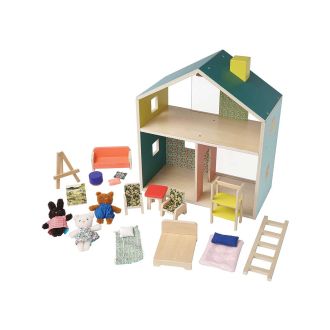 Manhattan Toy Little Nook 19-Piece Wooden Playhouse with Loft for Kids 3 + Year Old and Up