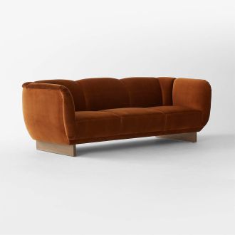 Claude Cognac Velvet Sofa