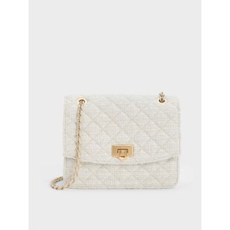 Cressida Tweed Chain Strap Bag - Chalk