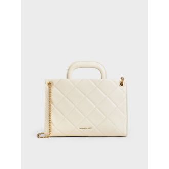 Apfra Quilted Chain-Handle Bag - Cream