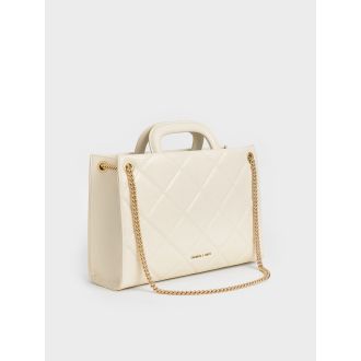 Apfra Quilted Chain-Handle Bag - Cream