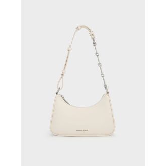 Lane Chain-Link Shoulder Bag - Cream