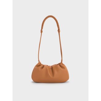 Lorelai Ruched Knotted-Strap Shoulder Bag - Russet Brown
