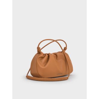 Lorelai Ruched Knotted-Strap Shoulder Bag - Russet Brown