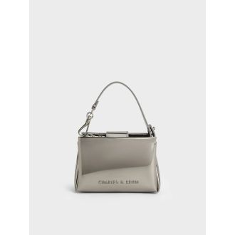 Bosie Metallic Top Handle Pouch - Pewter