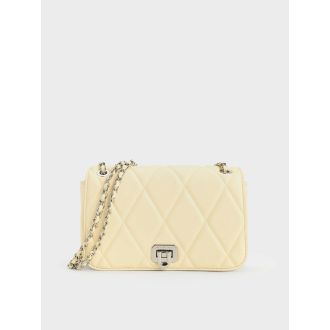 Arwen Diamond-Quilt Shoulder Bag - Butter Yellow
