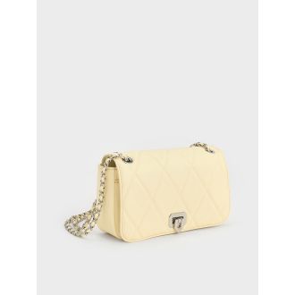 Arwen Diamond-Quilt Shoulder Bag - Butter Yellow