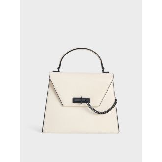 Samantha Envelope Top Handle Bag - Cream