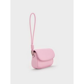 Sammie Knotted-Strap Wristlet - Bubble Gum Pink