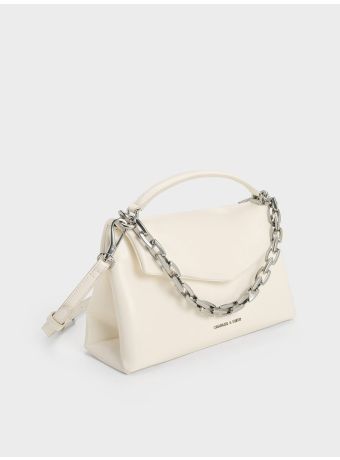 Andromeda Chunky-Chain Top Handle Bag - Cream
