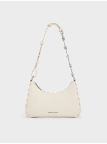 Lane Chain-Link Shoulder Bag - Cream