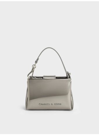 Bosie Metallic Top Handle Pouch - Pewter