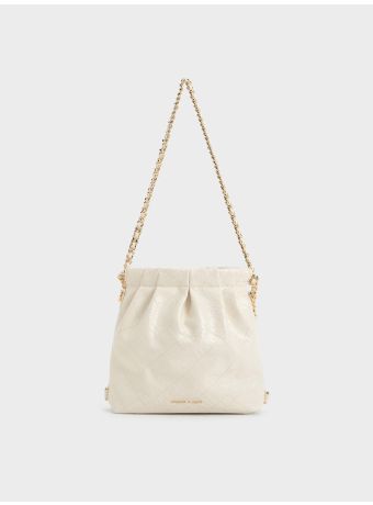Duo Chain-Handle Two-Way Backpack - Cream