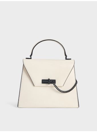 Samantha Envelope Top Handle Bag - Cream