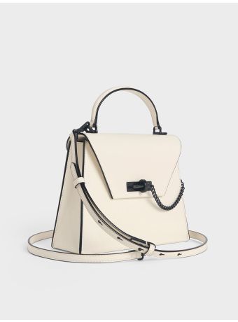 Samantha Envelope Top Handle Bag - Cream