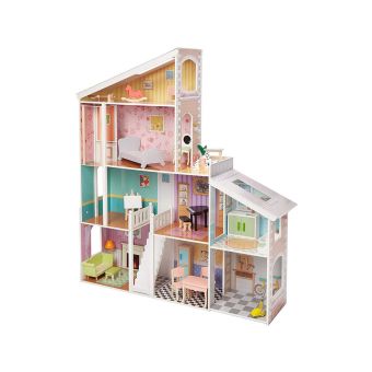 Amazon Basics 4-Story Wooden Dollhouse with Furniture Accessories for 12-Inch Dolls