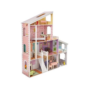 Amazon Basics 4-Story Wooden Dollhouse with Furniture Accessories for 12-Inch Dolls
