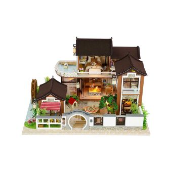 Tooyful Diy Miniature Dollhouse kit, 3d Wooden Dollhouse Furniture Craft With Led Lights For Christmas St.