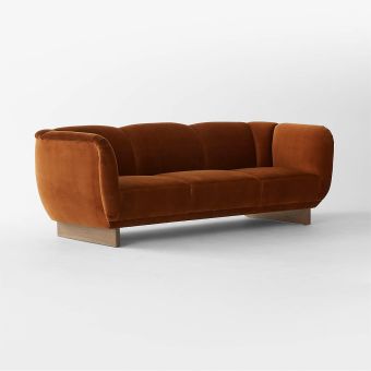 Claude Cognac Velvet Sofa
