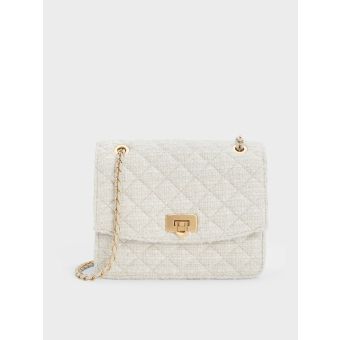 Cressida Tweed Chain Strap Bag - Chalk