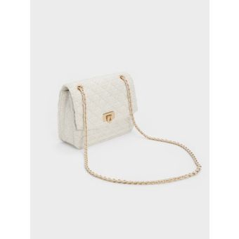 Cressida Tweed Chain Strap Bag - Chalk