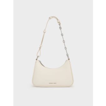 Lane Chain-Link Shoulder Bag - Cream