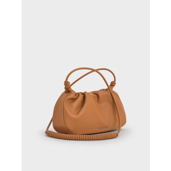 Lorelai Ruched Knotted-Strap Shoulder Bag - Russet Brown