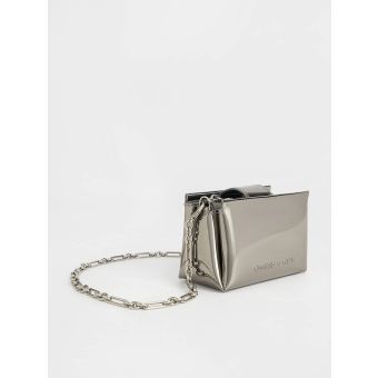 Bosie Metallic Top Handle Pouch - Pewter