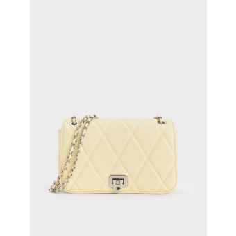 Arwen Diamond-Quilt Shoulder Bag - Butter Yellow