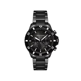 Emporio Armani Men's Chronograph Black Dial & Black Ceramic Bracelet Watch