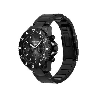 Emporio Armani Men's Chronograph Black Dial & Black Ceramic Bracelet Watch