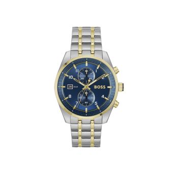 BOSS Skytraveller 44mm Chronograph Men's Blue Dial & Two Tone Watch