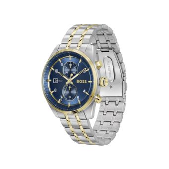 BOSS Skytraveller 44mm Chronograph Men's Blue Dial & Two Tone Watch