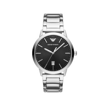 Emporio Armani Men's Black Dial Stainless Steel Bracelet Watch
